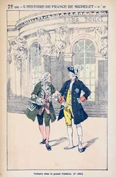 François Voltaire (1694-1778) con el Rey Federico II de Prusia (1712-86) en Sanssouci cerca de Potsdam, de 