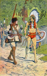 Tramperos franceses con indios en América