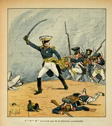 Ilustración de Bombled Louis (1862-1927) del libro “El Memorial de Santa Helena” de Conde Emmanuel de Las Cases (1766-1842): Una carga general al frente de sus tropas, Colección privada