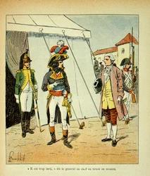 Ilustración de Louis Bombled del libro “El Memorial de Santa Helena” de Emmanuel de Las Cases: El representante de Venecia intenta negociar con Bonaparte