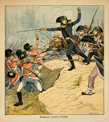 Ilustración de Louis Bombled del libro “El Memorial de Santa Helena” de Emmanuel de Las Cases: Bonaparte herido en el sitio de Toulon