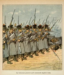 Ilustración de Bombled Louis (1862-1927) del libro “El Memorial de Santa Elena” de Conde Emmanuel de Las Cases (1766-1842): Los franceses durante la Batalla de Lützen en 1813, Colección privada
