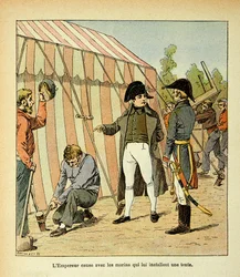 El emperador Napoleón hablando con los marineros que le montaron una tienda, de la colección privada