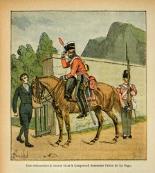 Una ordenanza a caballo llega a Longwood pidiendo el atlas de Le Sage, colección parcial
