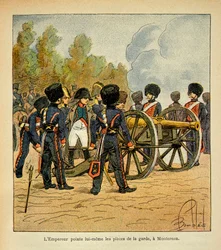 El emperador Napoleón apunta los cañones de la Guardia en la batalla de Montereau, de la colección privada