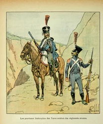 Ilustración de Louis Bombled (1862-1927) del libro "El Memorial de Santa Helena" del Conde Emmanuel de Las Cases (1766-1842): Las provincias fronterizas con los turcos tenían regimientos croatas, colección privada