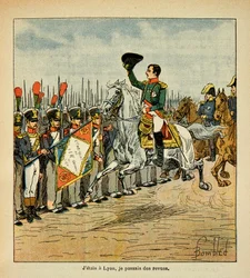 Ilustración de Bombled Louis (1862-1927) del libro “El Memorial de Santa Helena” de Conde Emmanuel de Las Cases (1766-1842): El emperador Napoleón pasa revista a las tropas, Colección privada