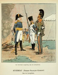 Ilustración de Louis Bombled (1862-1927) del libro "El Memorial de Santa Helena" por el Conde Emmanuel de Las Cases (1766-1842): El mariscal Pierre Augereau (1757-1816), duque de Castiglione, Colección privada