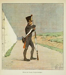Ilustración de Bombled Louis (1862-1927) del libro “El Memorial de Santa Helena” de Conde Emmanuel de Las Cases (1766-1842): Estudiante de la Escuela Politécnica, Colección privada
