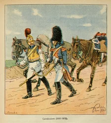 Ilustración de Bombled Louis (1862-1927) del libro “El Memorial de Santa Helena” de Conde Emmanuel de Las Cases (1766-1842): Carabineros (1806 - 1812), Colección privada