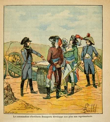 Ilustración de Louis Bombled del libro “El Memorial de Santa Helena” de Emmanuel de Las Cases: Napoleón Bonaparte expone su plan para tomar Toulon a los comisionados de la República