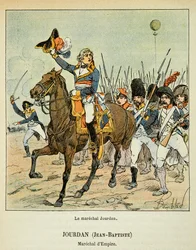 Ilustración de Louis Bombled del libro “El Memorial de Santa Helena” de Emmanuel de Las Cases: El mariscal Jean Baptiste Jourdan al frente de sus tropas