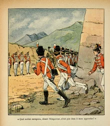 Ilustración de Louis Bombled del libro “El Memorial de Santa Helena” de Emmanuel de Las Cases: El emperador Napoleón saludado por la guarnición de Santa Helena