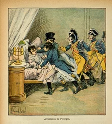 Ilustración de Louis Bombled del libro “El Memorial de Santa Helena” de Emmanuel de Las Cases: Arresto de Jean Charles Pichegru el 28 de febrero de 1804