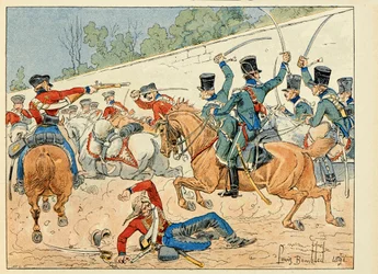 Ilustración del libro “Les heros du Siecle”, relatos anecdóticos de Dick de Lonlay e ilustrados por Louis Bombled (1862-1927)