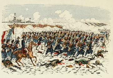 Ilustración del libro “Los Héroes del Siglo”, relatos anecdóticos de Dick de Lonlay e ilustrados por Louis Bombled (1862-1927)