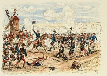 Ilustración del libro “Los héroes del siglo”, relatos anecdóticos de Dick de Lonlay e ilustrados por Louis Bombled (1862-1927)
