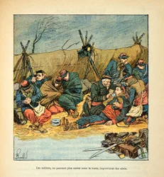 El ejército del Loira (Guerra Franco-Alemana; campaña de 1870-1871): Soldados franceses durante la retirada en pleno invierno de 1870