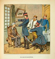 El ejército del Loira por Eugene Sergent, ilustrado por Louis Bombled (Guerra Franco-Prusiana; campaña de 1870-1871): Una escena de sonambulismo, Colección privada