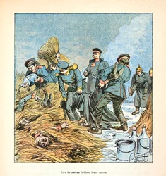 El ejército del Loira por Eugene Sergent, ilustrado por Louis Bombled (Guerra Franco-Prusiana; campaña de 1870-1871): Los prusianos queman a sus muertos durante la guerra de 1870, Colección privada