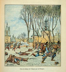 El Ejército del Loira por Eugene Sergent, conocido como Grenest, ilustrado por Louis Bombled (1862-1927) (Guerra Franco-Prusiana; campaña de 1870-1871): Captura del castillo de Villepion por los franceses el 1 de diciembre de 1870, Colección Privada