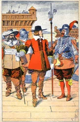Richelieu en el cuartel general de La Rochelle