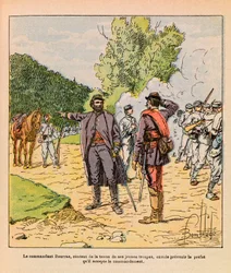 El ejército del Este de Eugene Sergeant, ilustrado por Louis Bombled (Guerra Franco-Prusiana; campaña de 1870-1871): El coronel Bourras durante la lucha en Brouvelieures en octubre de 1870