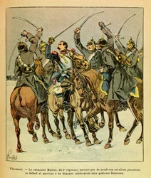 El Ejército del Este de Eugene Sergeant, conocido como Grenest, ilustrado por Louis Bombled (1862-1927) (Guerra Franco-Prusiana; campaña de 1870-1871): Durante la Batalla de Villersexel, el acorazado Marlier del 5º regimiento rodeado por los prusianos, log