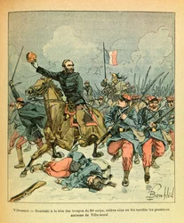 El ejército del Este: Enero de 1871, el general Bourbaki al frente de las tropas del 20.º cuerpo tomó bajo un terrible fuego la primera