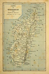 La Guerra en Madagascar-Historia anecdótica de las expediciones francesas de 1885-1895 por Henri Galli, ilustrada por Louis Bombled (1862-1927): Mapa de Madagascar, Colección Privada