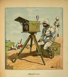 La Guerra en Madagascar - Historia anecdótica de las expediciones francesas de 1885-1895 por Henri Galli, ilustrado por Louis Bombled: Telegrafía óptica en 1895