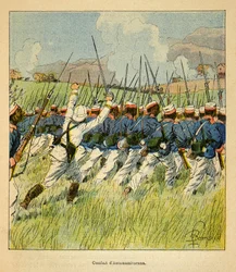 La guerra en Madagascar: Tropas francesas durante las batallas de Antanamitarana en 1895