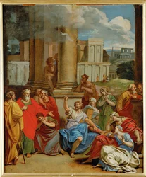 El profeta Agabo predice a San Pablo lo que debe sufrir en Jerusalén (pintura sobre lienzo)