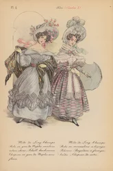 Moda francesa: 1830, Carlos X (litografía en color)