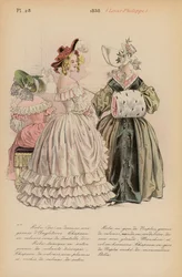 Moda francesa: 1838, Louis-Philippe (litografía en color)