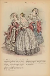 Moda francesa: 1839, Louis-Philippe (litografía en color)