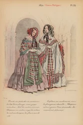 Moda francesa: 1840, Louis-Philippe (litografía en color)