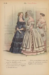 Moda francesa: 1842, Louis-Philippe (litografía en color)