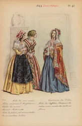 Moda francesa: 1844, Louis-Philippe (litografía en color)