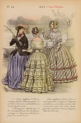 Moda francesa: 1845, Louis-Philippe (litografía en color)