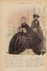 La moda francesa: 1850, 2e Republique (litografía en color)