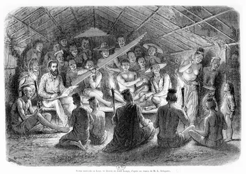 Velada musical en Laos, 1867