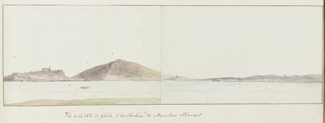 Vista de la ciudad de Gaeta y del mausoleo de Munatius Plancus (Lucio Munazio Planco)
Vista de la costa de Gaeta, y de la tumba de Munatius Plancus (título en el objeto)
Viaje a Italia, Sicilia y Malta - 1778 (título de la serie)