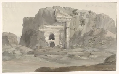 Tumbas con fachada de estilo dórico talladas en la roca cerca de Siracusa
Voyage en Italie, en Sicile et à Malte - 1778 (título de la serie)