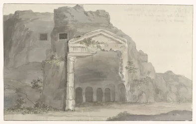 Tumbas con fachada de estilo dórico talladas en la roca cerca de Siracusa
Voyage en Italie, en Sicile et à Malte - 1778 (título de la serie)
