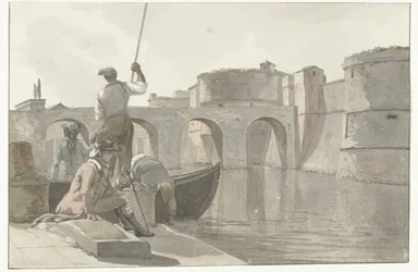 Nuevo vestingsgracht de los vestingwerken en Taranto
Vista del nuevo foso de la Ciudadela de Tarento (título en el objeto)
Viaje a Italia, Sicilia y Malta - 1778 (título de la serie)