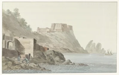 Roca y ciudad de Scilla en Calabria; vista desde el este
Roca y ciudad de Scilla en Calabria; vista desde el este (título del objeto)
Viaje a Italia, Sicilia y Malta - 1778 (título de la serie)