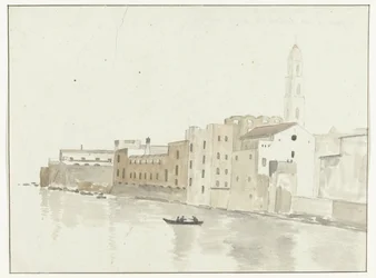 La vista de la ciudad de Bari tras un paseo por la hierba
Vista de un punto de la ciudad de Bari, tomada desde una ventana de nuestra posada (título en el objeto)
Viaje a Italia, Sicilia y Malta - 1778 (título de la serie)