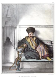 Un logoteta griego de Livadia en "Viaje a Atenas y Constantinopla, o colección de retratos griegos y otomanos, vistas y trajes, pintados en lugares de la naturaleza, litografías y colores por Louis Dupre (1789-1837), alumno de David. 1825"