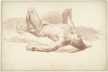 Hombre desnudo, tumbado de espaldas